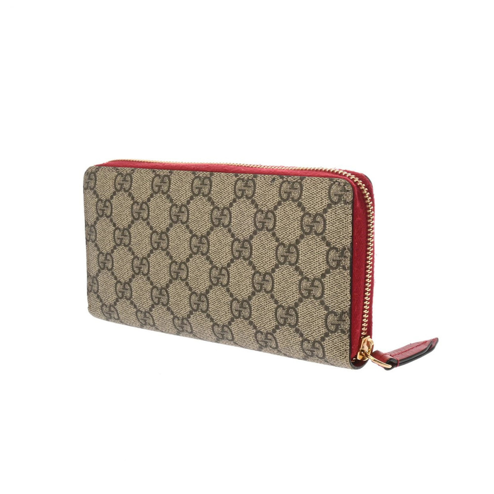 Gucci Wallet Long GG Bosco Supreme Beige Patch Round Zipper Canvas Tan